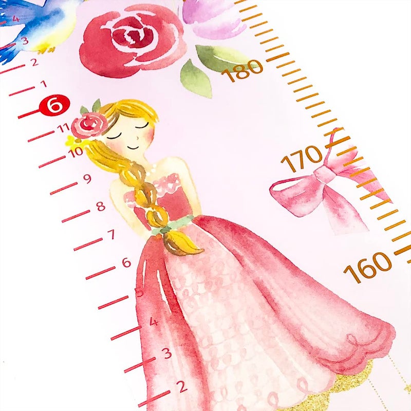 Home Evolution Kids Growth Chart Height Measuring Chart, Princess Canvas Wall Hanging Rulers for Baby Children Girls Bedroom Decor (Princess) - Image 2